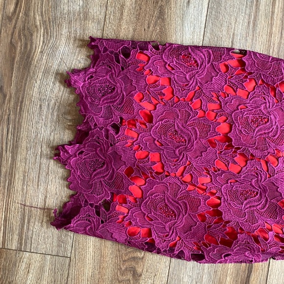 Just me Ruffle Sleeve floral Lace Sheath Dress - Picture 3 of 9